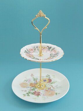 Handmade Paragon & Wedgwood Vintage Bone China 2-Tier Cake Stand
